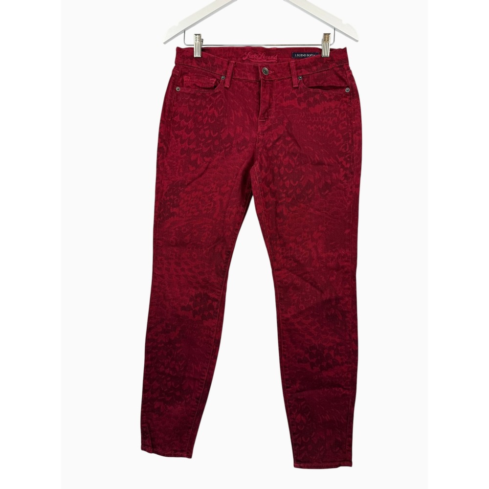 Lucky Brand Legend Sofia Women's 14 Red Animal Print Skinny Jeans Made in USA